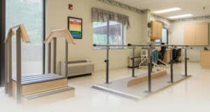 The rehab gym at South Hills Post Acute